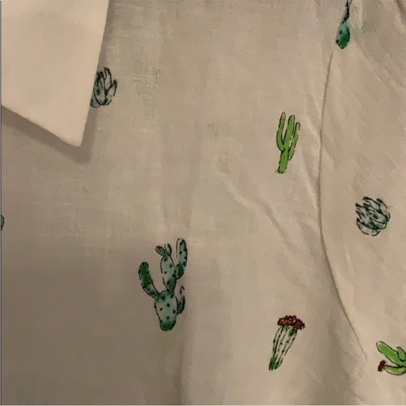 Modcloth White Cactus Print Button Down Shirt Size 2X - Picture 4 of 11